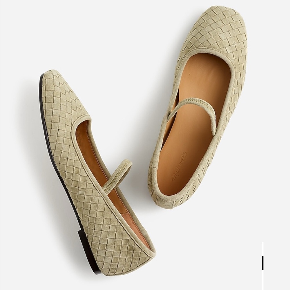 Madewell Greta Ballet Flats Woven Olive Flats BRAND NEW